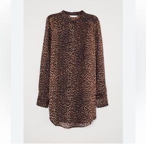 H&M Band collar leopard print blouse size 10 good condition